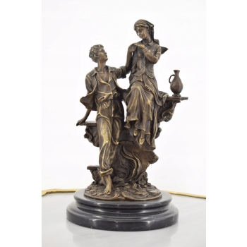 Romeo i Julia Miłość - Figura Rzeźba z Brązu - Marmur Podstawa - Francja