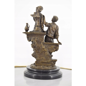 Romeo i Julia Miłość - Figura Rzeźba z Brązu - Marmur Podstawa - Francja