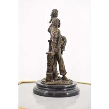 Romeo i Julia Miłość - Figura Rzeźba z Brązu - Marmur Podstawa - Francja