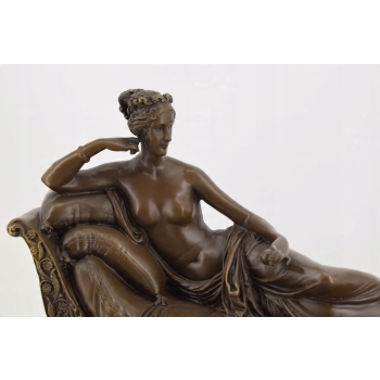 A. Canova - Dama na Szezlongu Figura Rzeźba z Brązu + Marmur - Francja