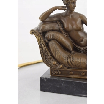 A. Canova - Dama na Szezlongu Figura Rzeźba z Brązu + Marmur - Francja
