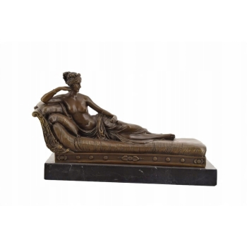 A. Canova - Dama na Szezlongu Figura Rzeźba z Brązu + Marmur - Francja