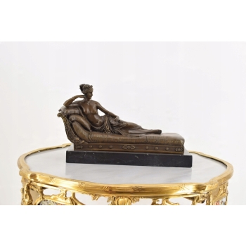 A. Canova - Dama na Szezlongu Figura Rzeźba z Brązu + Marmur - Francja
