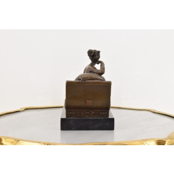 A. Canova - Dama na Szezlongu Figura Rzeźba z Brązu + Marmur - Francja