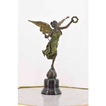 RZEŹBA FIGURA Z BRĄZU - VICTORIA - KOBIETA Z WIEŃCEM BRĄZ - MITOOGIA