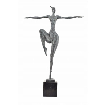 Modernistyczna Rzeźba - Łgarska Kobieta Patyna - Figura z Brązu - Dekoracja