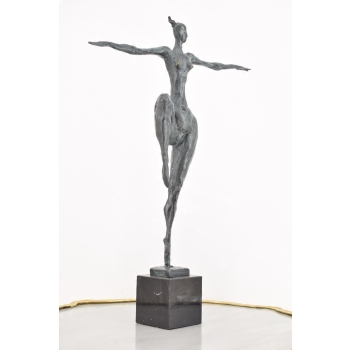 Modernistyczna Rzeźba - Łgarska Kobieta Patyna - Figura z Brązu - Dekoracja