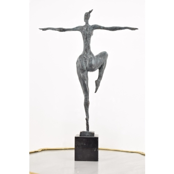 Modernistyczna Rzeźba - Łgarska Kobieta Patyna - Figura z Brązu - Dekoracja