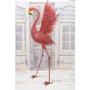 metalowy RÓŻOWY FLAMING FIGURA OGRODOWA 126cm CUDO