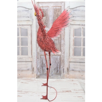 metalowy RÓŻOWY FLAMING FIGURA OGRODOWA 126cm CUDO
