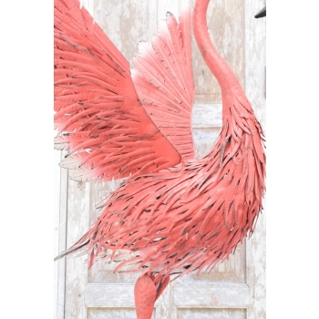 metalowy RÓŻOWY FLAMING FIGURA OGRODOWA 126cm CUDO