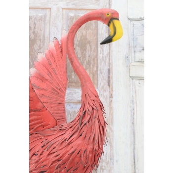 metalowy RÓŻOWY FLAMING FIGURA OGRODOWA 126cm CUDO