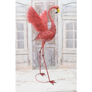 metalowy RÓŻOWY FLAMING FIGURA OGRODOWA 126cm CUDO