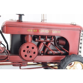 Metalowy Model Czerwony Traktor - Prezent Vintage - Dekoracja Ozdoba