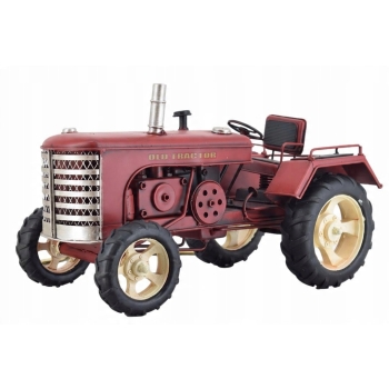 Metalowy Model Czerwony Traktor - Prezent Vintage - Dekoracja Ozdoba