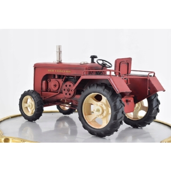 Metalowy Model Czerwony Traktor - Prezent Vintage - Dekoracja Ozdoba