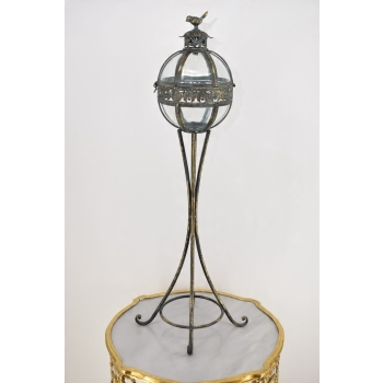 Stojąca Lampa Lampion Art Deco - Świecznik Kula - Gięte Szkło Dom Dekoracja