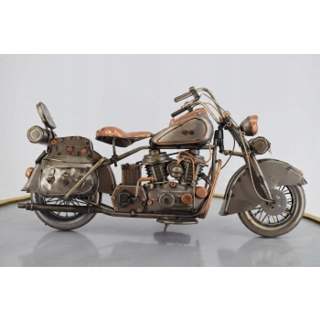 Metalowy Srebrny Motor - Motocykl Model Kolekcjonerski - Vintage Dekoracja