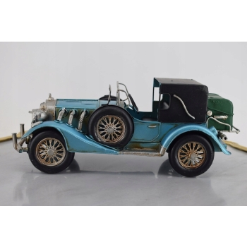 Metalowy Model Samochód - Niebieskie Auto - Kolekcja Vintage Zabytkowy