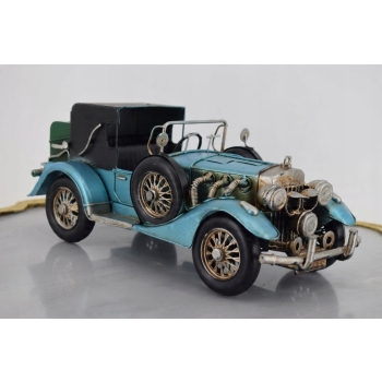Metalowy Model Samochód - Niebieskie Auto - Kolekcja Vintage Zabytkowy