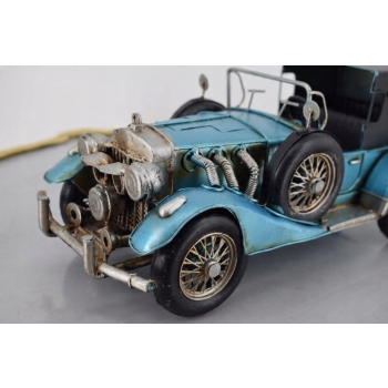 Metalowy Model Samochód - Niebieskie Auto - Kolekcja Vintage Zabytkowy