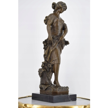 A. Moreau - Kobieta Dziewczyna z Kwiatami - Secesja - Figura Rzeźba z Brązu