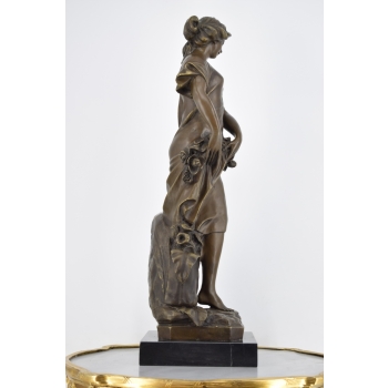 A. Moreau - Kobieta Dziewczyna z Kwiatami - Secesja - Figura Rzeźba z Brązu