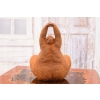 Żeliwna stara figura siedząca łgarska kobieta akt YOGA figurka