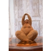 Żeliwna stara figura siedząca łgarska kobieta akt YOGA figurka