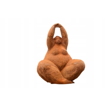 Żeliwna stara figura siedząca łgarska kobieta akt YOGA figurka