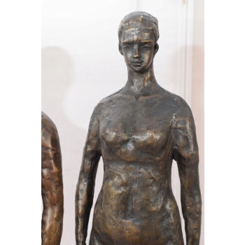 2 x Modernistyczna Figura Rzeźba z Brązu Kobieta i Mężczyzna Akt Abstrakcja
