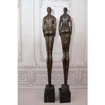 2 x Modernistyczna Figura Rzeźba z Brązu Kobieta i Mężczyzna Akt Abstrakcja