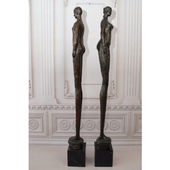 2 x Modernistyczna Figura Rzeźba z Brązu Kobieta i Mężczyzna Akt Abstrakcja