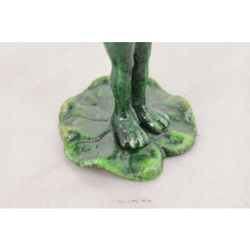 Żeliwna Figura Zielonej Żaby - Żaba - Patera Świecznik - Ozdoba Dom