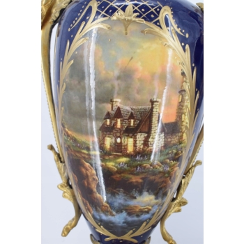 Francuski Zestaw Porcelanowy - Waza Amfora Wazon - Okute Brąz Złocony