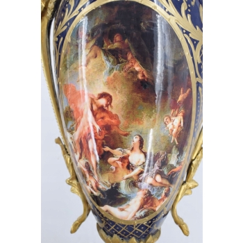 Francuski Zestaw Porcelanowy - Waza Amfora Wazon - Okute Brąz Złocony
