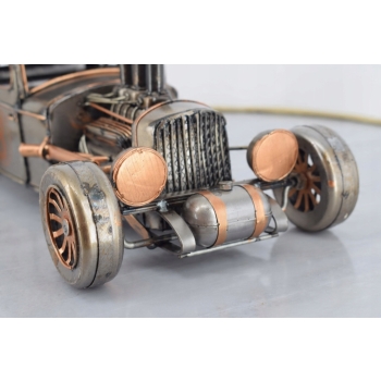 Metalowy Srebrny Model Samochód - Auto Wyścigowe - Prezent Retro