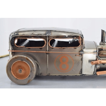 Metalowy Srebrny Model Samochód - Auto Wyścigowe - Prezent Retro