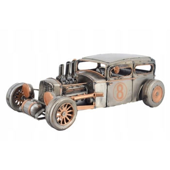 Metalowy Srebrny Model Samochód - Auto Wyścigowe - Prezent Retro