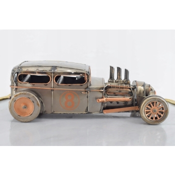 Metalowy Srebrny Model Samochód - Auto Wyścigowe - Prezent Retro