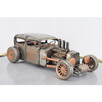 Metalowy Srebrny Model Samochód - Auto Wyścigowe - Prezent Retro