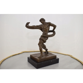 Atleta Walczący z Pytonem - Walka z Wężem - Figura Rzeźba z Brązu Ozdoba