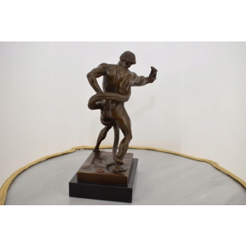 Atleta Walczący z Pytonem - Walka z Wężem - Figura Rzeźba z Brązu Ozdoba