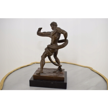 Atleta Walczący z Pytonem - Walka z Wężem - Figura Rzeźba z Brązu Ozdoba