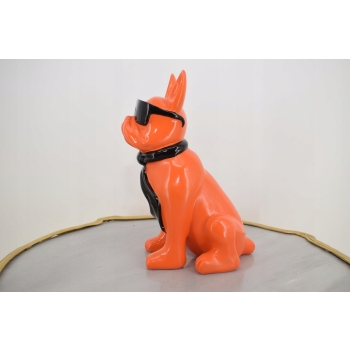 Figura Kolorowego Psa - Buldog - Pomarańczowy Pies Graffiti Dekoracja Dom