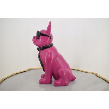 Figura Kolorowego Psa - Buldog - Różowy Pies - Graffiti - Dekoracja Dom