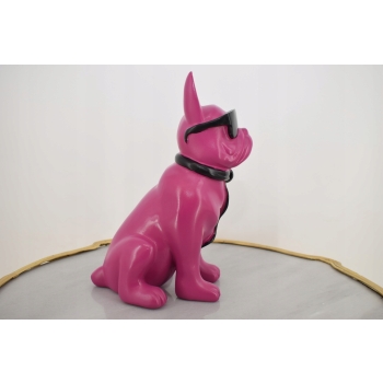 Figura Kolorowego Psa - Buldog - Różowy Pies - Graffiti - Dekoracja Dom