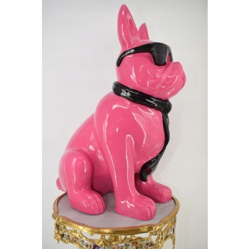 Ogromna Figura Ogrodowa - Różowy Pies - Buldog - Kolorowy Pies - Dom Ozdoba