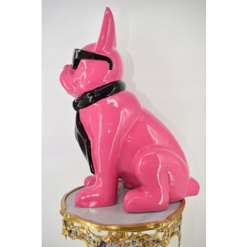 Ogromna Figura Ogrodowa - Różowy Pies - Buldog - Kolorowy Pies - Dom Ozdoba