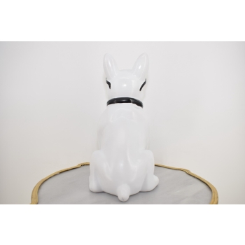 Figura Ogrodowa - Biały Pies - Buldog - Kolorowy Pies - Dom Ozdoba 40 cm